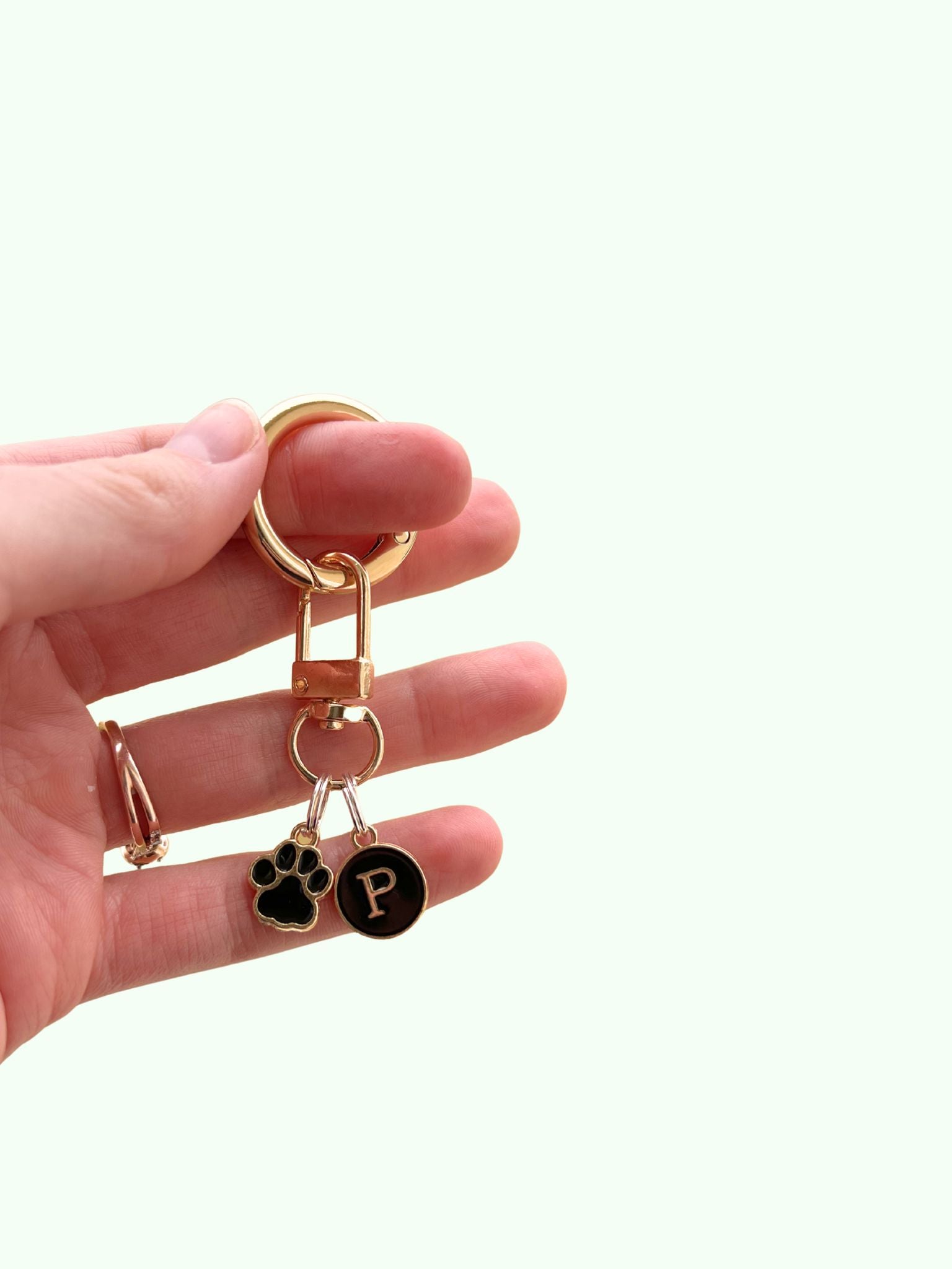 Pup Initial Paw Charm for Ascots & Collars (Black Circle)